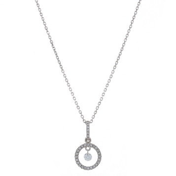 White Gold Dashing Diamond Eternity Circle Pendant Necklace 18" - 14k Rnd .14ctw White Gold Dashing Diamond Eternity Circle Pendant Necklace 18" - 14k Rnd .14ctw
