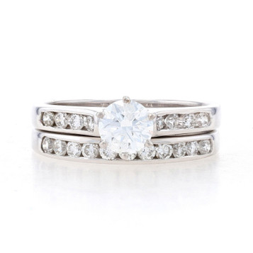 White Gold Diamond Engagement Ring & Wedding Band - 18k Round 1.13ctw GIA White Gold Diamond Engagement Ring & Wedding Band - 18k Round 1.13ctw GIA