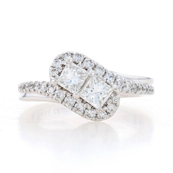 Ever Us Diamond Engagement Ring White Gold 14k Princess 1.00ctw Two-Stone Bypass Ever Us Diamond Engagement Ring White Gold 14k Princess 1.00ctw Two-Stone Bypass