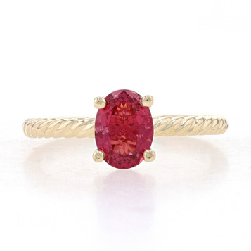 Yellow Gold Spinel Solitaire Engagement Ring - 14k Oval 1.09ct Rope Twist Yellow Gold Spinel Solitaire Engagement Ring - 14k Oval 1.09ct Rope Twist