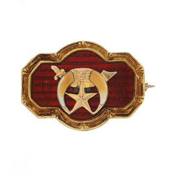 Yellow Gold Shriners Enamel Men's Lapel Pin - 10k Masonic Member Yellow Gold Shriners Enamel Men's Lapel Pin - 10k Masonic Member