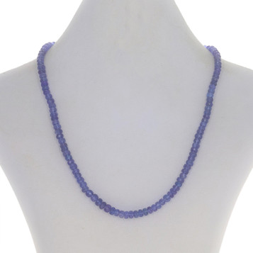 Yellow Gold Tanzanite Graduated Strand Necklace 16 3/4" - 14k Rondelle Beads Yellow Gold Tanzanite Graduated Strand Necklace 16 3/4" - 14k Rondelle Beads