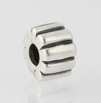 Authentic Pandora Ribbed Clip Charm - Sterling Silver Bead 790163 Authentic Pandora Ribbed Clip Charm - Sterling Silver Bead 790163