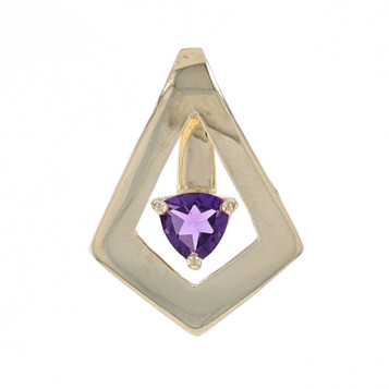 Yellow Gold Amethyst Solitaire Pendant - 14k Trillion .25ct Yellow Gold Amethyst Solitaire Pendant - 14k Trillion .25ct