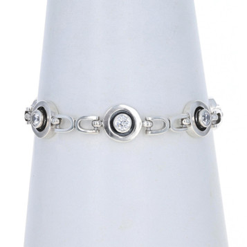 Sterling Silver Cubic Zirconia Link Bracelet 8 1/4" - 925 Round 2.50ctw Circles Sterling Silver Cubic Zirconia Link Bracelet 8 1/4" - 925 Round 2.50ctw Circles