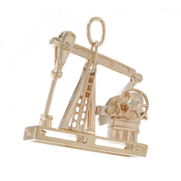 Yellow Gold Oil Derrick Charm - 14k Drilling Rig Moves Yellow Gold Oil Derrick Charm - 14k Drilling Rig Moves