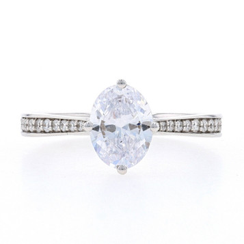 White Gold Semi-Mount Hidden Halo Engagement Ring - 14k for 8x6mm Oval Dias White Gold Semi-Mount Hidden Halo Engagement Ring - 14k for 8x6mm Oval Dias
