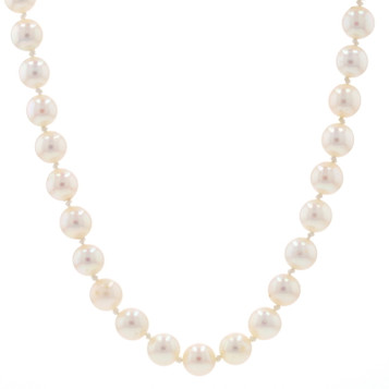 Sterling Silver Cultured Pearl Knotted Strand Necklace 29 1/2" - 925 Sterling Silver Cultured Pearl Knotted Strand Necklace 29 1/2" - 925