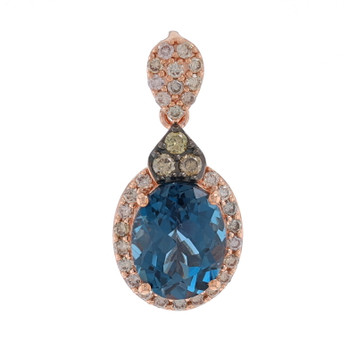 Le Vian Topaz & Diamond Halo Pendant - Rose Gold 14k Oval 3.87ctw Le Vian Topaz & Diamond Halo Pendant - Rose Gold 14k Oval 3.87ctw