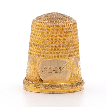 Gold Filled Antique Grapevine Thimble - May Monogram Sewing Tool Size 8 Gold Filled Antique Grapevine Thimble - May Monogram Sewing Tool Size 8