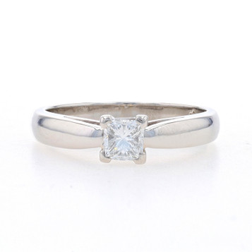 Platinum Diamond Solitaire Engagement Ring - Princess Cut .45ct GIA Cathedral Platinum Diamond Solitaire Engagement Ring - Princess Cut .45ct GIA Cathedral