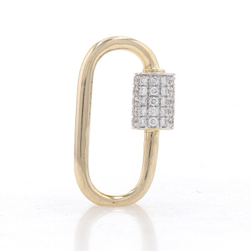 Yellow Gold Pave Diamond Oval Carabiner Lock Pendant - 14k Round .25ctw Love Yellow Gold Pave Diamond Oval Carabiner Lock Pendant - 14k Round .25ctw Love