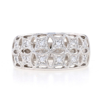 Sterling Cubic Zirconia Square Lattice Band -925 Round .22ctw Milgrain Ring Sz 7 Sterling Cubic Zirconia Square Lattice Band -925 Round .22ctw Milgrain Ring Sz 7