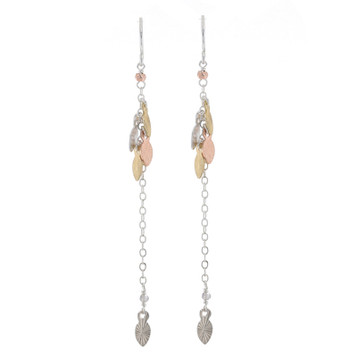 Sterling Silver Labradorite Etched Leaf Dangle Earrings - 925 Rondelles Pierced Sterling Silver Labradorite Etched Leaf Dangle Earrings - 925 Rondelles Pierced