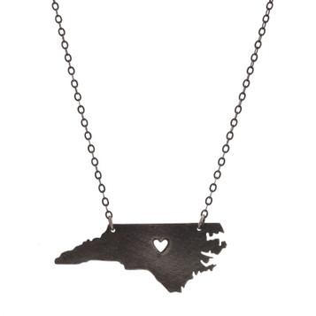 Sterling Silver North Carolina Pendant Necklace 17 1/4" -925 NC Home Heart State Sterling Silver North Carolina Pendant Necklace 17 1/4" -925 NC Home Heart State