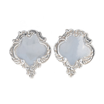 Sterling Silver Shield Drop Earrings - 925 Floral Scroll Pierced Sterling Silver Shield Drop Earrings - 925 Floral Scroll Pierced