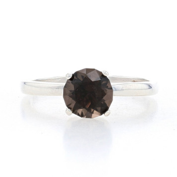 Sterling Silver Smoky Quartz Solitaire Engagement Ring - 925 Round 1.10ct Sterling Silver Smoky Quartz Solitaire Engagement Ring - 925 Round 1.10ct