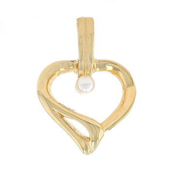 Sterling Silver Simulated Pearl Heart Pendant - 925 Gold Plated Love Sterling Silver Simulated Pearl Heart Pendant - 925 Gold Plated Love
