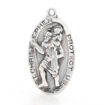 Sterling St. Christopher Faith Medal Pendant 925 Protection Catholic Engravable Sterling St. Christopher Faith Medal Pendant 925 Protection Catholic Engravable