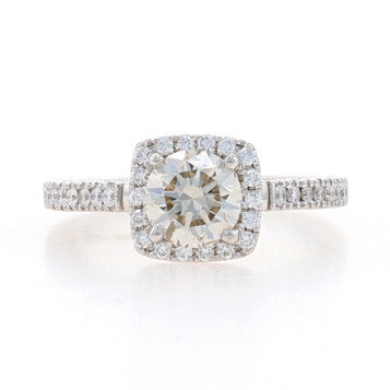 White Gold Lab-Created Diamond Halo Engagement Ring 14k Rnd 1.30ctw GIA Sz 3/4 White Gold Lab-Created Diamond Halo Engagement Ring 14k Rnd 1.30ctw GIA Sz 3/4