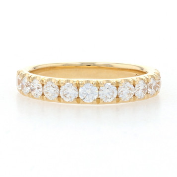 Yellow Gold Diamond French Set Wedding Band - 18k Round Cut .98ctw Ring Yellow Gold Diamond French Set Wedding Band - 18k Round Cut .98ctw Ring