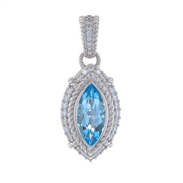 Judith Ripka Blue Topaz & Cubic Zirconia Halo Enhancer Pendant Sterling 925 Marq Judith Ripka Blue Topaz & Cubic Zirconia Halo Enhancer Pendant Sterling 925 Marq