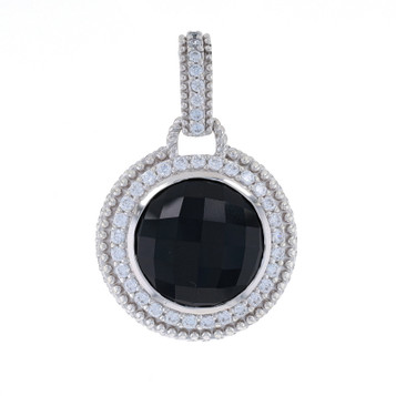 Judith Ripka Onyx & Cubic Zirconia Halo Enhancer Pendant - Sterling 925 Cabochon Judith Ripka Onyx & Cubic Zirconia Halo Enhancer Pendant - Sterling 925 Cabochon