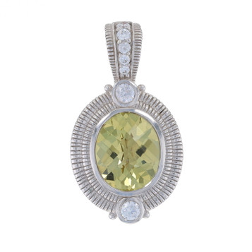 Judith Ripka Lemon Citrine & Cubic Zirconia Enhancer Pendant - Sterling 925 Oval Judith Ripka Lemon Citrine & Cubic Zirconia Enhancer Pendant - Sterling 925 Oval