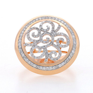 Rose Gold Diamond Cluster Cocktail Halo Ring 14k .60ctw Floral Vine Scrollwork Rose Gold Diamond Cluster Cocktail Halo Ring 14k .60ctw Floral Vine Scrollwork