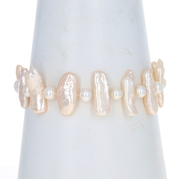 Yellow Gold Cultured & Freshwater Pearl Knotted Strand Bracelet 8 1/4" - 14k Yellow Gold Cultured & Freshwater Pearl Knotted Strand Bracelet 8 1/4" - 14k