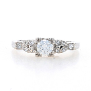 Platinum Diamond Art Deco Engagement Ring - Transitional Round .48ctw Vintage Platinum Diamond Art Deco Engagement Ring - Transitional Round .48ctw Vintage