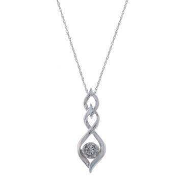 White Gold Diamond Cluster Pendant Necklace 17 3/4" -10k Rnd .14ctw Spiral Twist White Gold Diamond Cluster Pendant Necklace 17 3/4" -10k Rnd .14ctw Spiral Twist