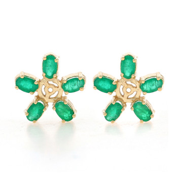 Yellow Gold Emerald Earring Enhancers - 14k Oval 2.50ctw Flowers Stud Jackets Yellow Gold Emerald Earring Enhancers - 14k Oval 2.50ctw Flowers Stud Jackets