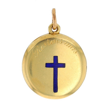 Yellow Gold Victorian Cross Locket Pendant - 18k Antique Restons Unis Yellow Gold Victorian Cross Locket Pendant - 18k Antique Restons Unis