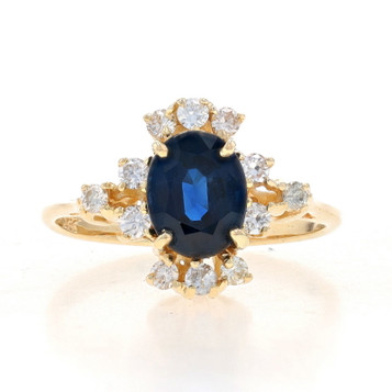 Yellow Gold Sapphire & Diamond Ring - 14k Oval 1.70ctw Yellow Gold Sapphire & Diamond Ring - 14k Oval 1.70ctw