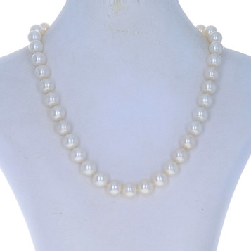 White Gold Cultured Freshwater Pearl Knotted Strand Necklace 16 1/2" - 14k White Gold Cultured Freshwater Pearl Knotted Strand Necklace 16 1/2" - 14k