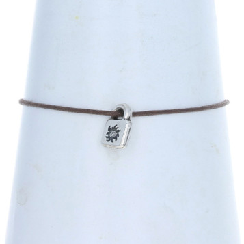 Uno de 50 Lock Brown Cord Bracelet Sterling Silver 925 Padlock Adjustable Length Uno de 50 Lock Brown Cord Bracelet Sterling Silver 925 Padlock Adjustable Length