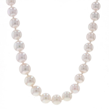 Yellow Gold Akoya Pearl Graduated Knotted Strand Necklace 18 1/2" - 14k Yellow Gold Akoya Pearl Graduated Knotted Strand Necklace 18 1/2" - 14k