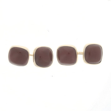 Yellow Gold Carnelian Men's Cufflinks - 14k Square Cabochon Geometric Yellow Gold Carnelian Men's Cufflinks - 14k Square Cabochon Geometric