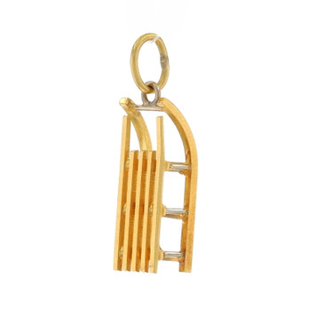 Yellow Gold Winter Sled Charm - 18k Holiday Snow Sledge Yellow Gold Winter Sled Charm - 18k Holiday Snow Sledge