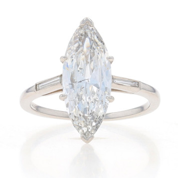 Platinum Diamond Art Deco Ring - Old Cut Marquise 2.56ctw GIA Milgrain Platinum Diamond Art Deco Ring - Old Cut Marquise 2.56ctw GIA Milgrain