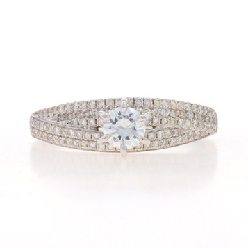 White Gold Diamond Engagement Ring - 14k Round Brilliant .96ctw White Gold Diamond Engagement Ring - 14k Round Brilliant .96ctw