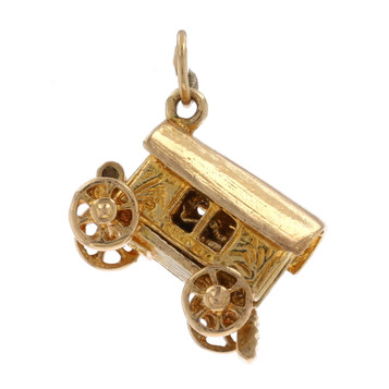 Yellow Gold Fortune Teller's Wagon Charm - 9k Crystal Gazer Opens Yellow Gold Fortune Teller's Wagon Charm - 9k Crystal Gazer Opens