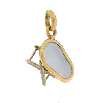 Yellow Gold White Enamel Vintage Baby Bathtub Charm - 18k Infant Bathinette Yellow Gold White Enamel Vintage Baby Bathtub Charm - 18k Infant Bathinette