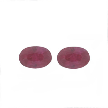 Set of 2 Loose Rubies - Oval .84ctw Red Matched Pair Set of 2 Loose Rubies - Oval .84ctw Red Matched Pair