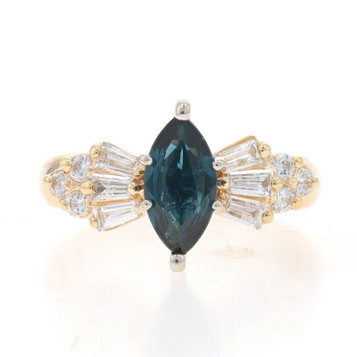 Yellow Gold Sapphire & Diamond Ring - 14k Marquise 1.74ctw Bow Engagement Yellow Gold Sapphire & Diamond Ring - 14k Marquise 1.74ctw Bow Engagement
