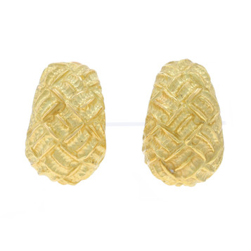 Tiffany & Co. Quilted Woven Hoop Earrings - Yellow Gold 18k Pierced Italy Tiffany & Co. Quilted Woven Hoop Earrings - Yellow Gold 18k Pierced Italy