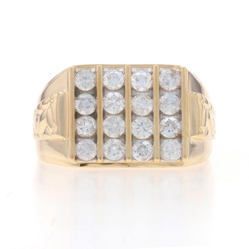 Yellow Gold Diamond Men's Ring - 10k Round Brilliant 1.44ctw Nugget Yellow Gold Diamond Men's Ring - 10k Round Brilliant 1.44ctw Nugget