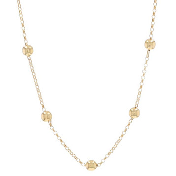 Milor Bead Station Necklace 17 1/4" - Yellow Gold 14k Rolo Chain Italy Milor Bead Station Necklace 17 1/4" - Yellow Gold 14k Rolo Chain Italy