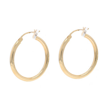 Yellow Gold Hoop Earrings - 10k Leafy Vine Pierced Yellow Gold Hoop Earrings - 10k Leafy Vine Pierced